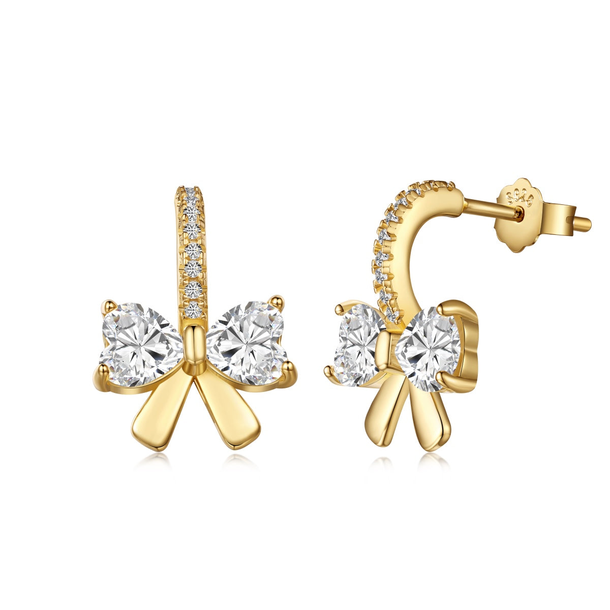 [Hevara Jewelry]Exquisite Earrings With Heart-Shaped Bow Design