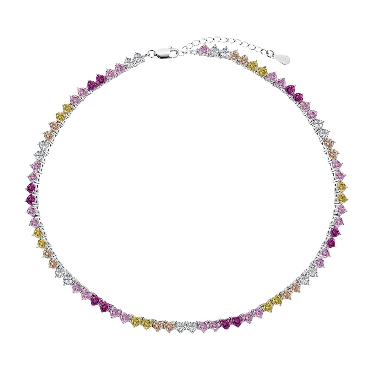 [Hevara Jewelry]Sparkling Colorful Full Heart Tennis Necklace