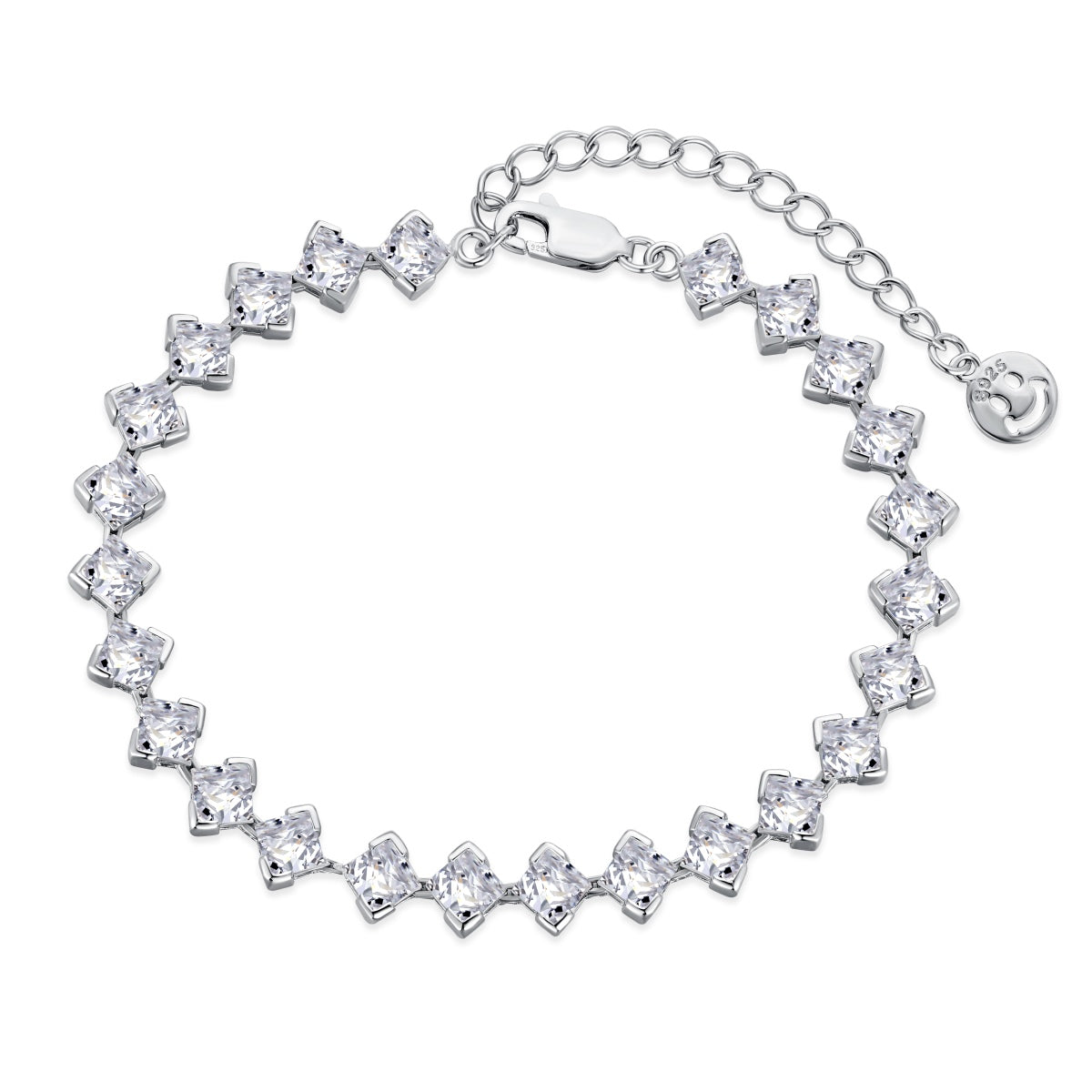 [Hevara Jewelry]0.5 Carat Ornate Princess Cut Daily Bracelet