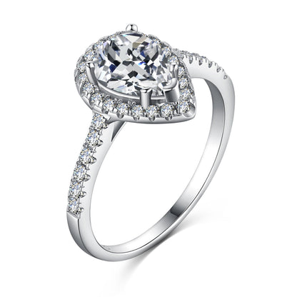 [Hevara Jewelry]1.0 Carat Luxurious Resplendent Water Drop Shape Wedding Ring
