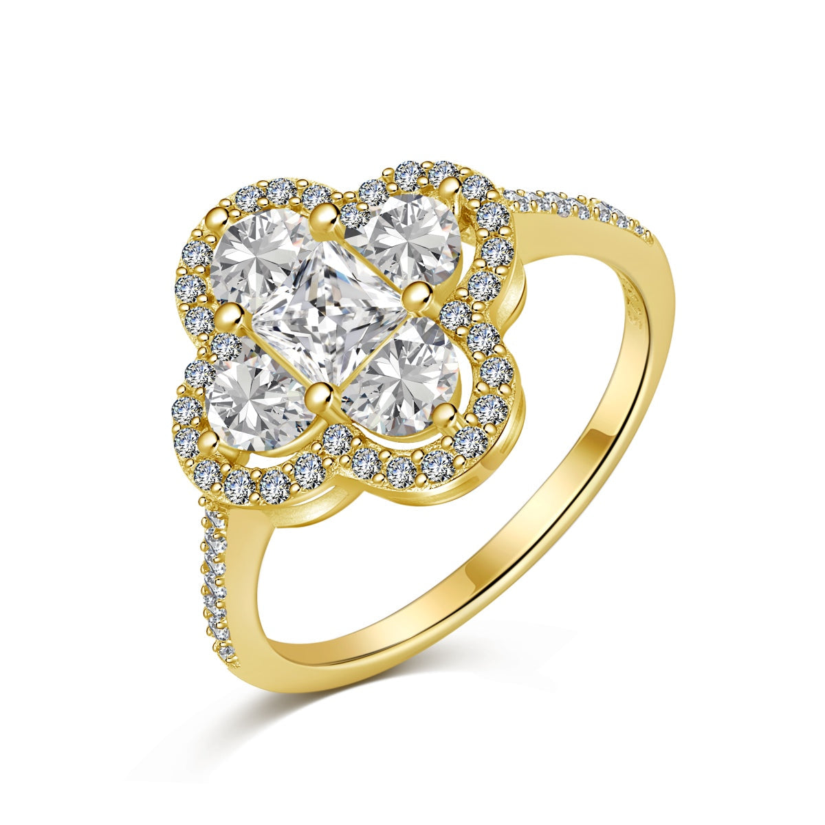 [Hevara Jewelry]Luxurious Eternity Flower Shape Banquet Ring