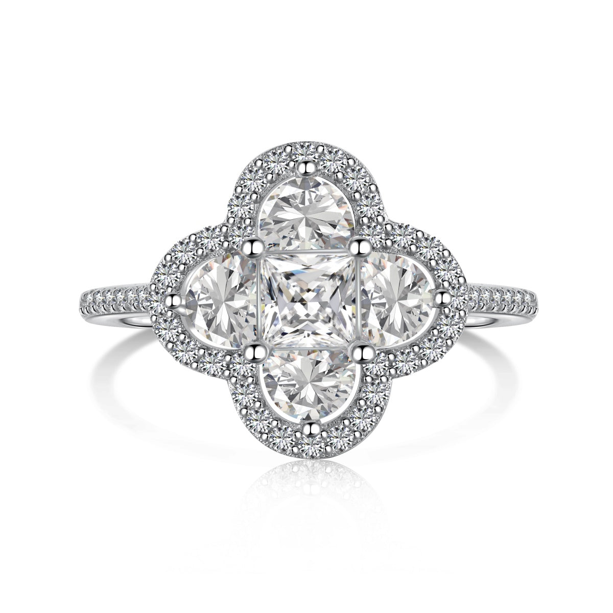 [Hevara Jewelry]Luxurious Eternity Flower Shape Banquet Ring