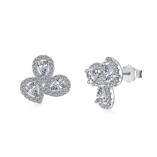 [Hevara Jewelry]Ornate Flower Shape Pear Cut Lover Earrings