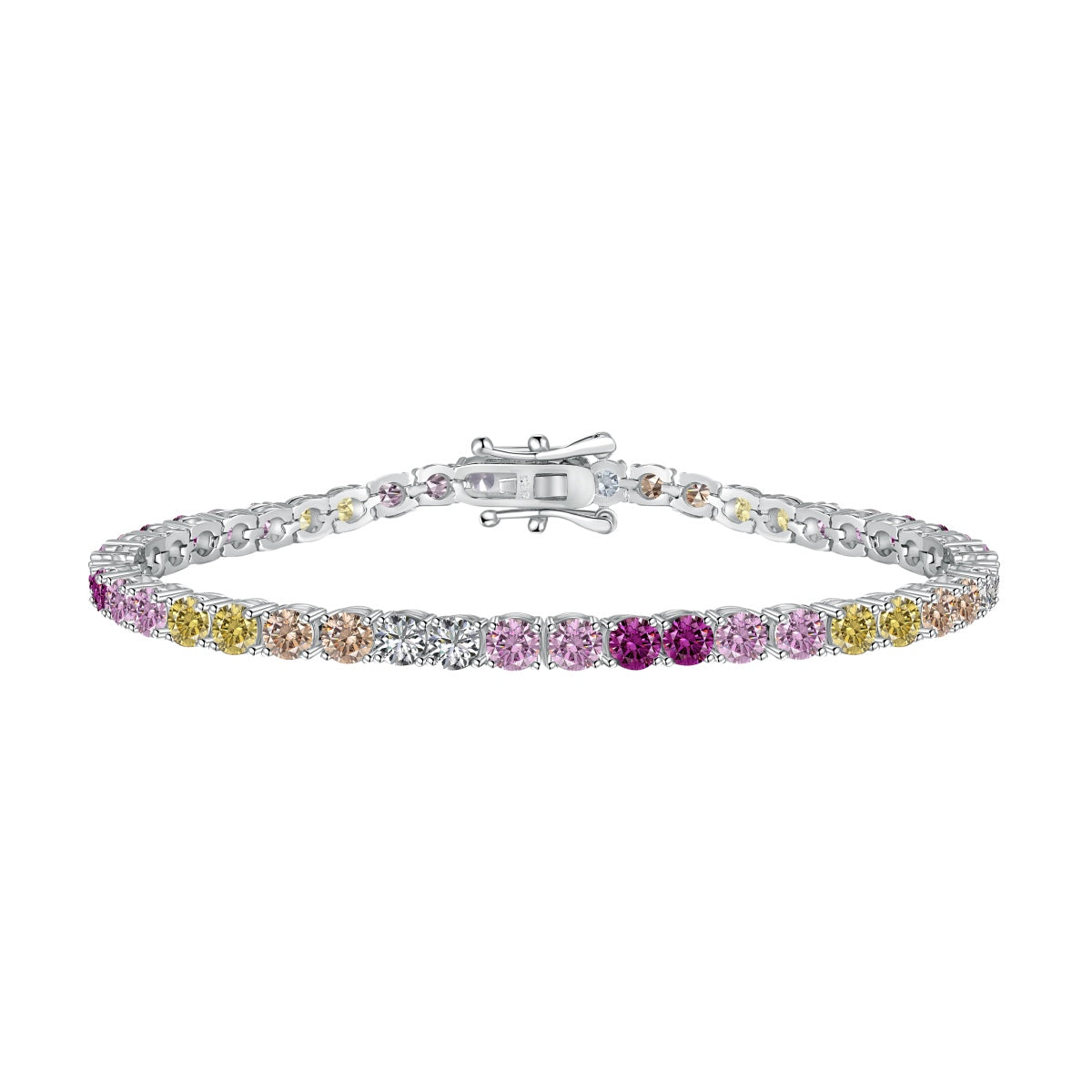 [Hevara Jewelry]Radiant Colorful Round Cut Tennis Bracelet