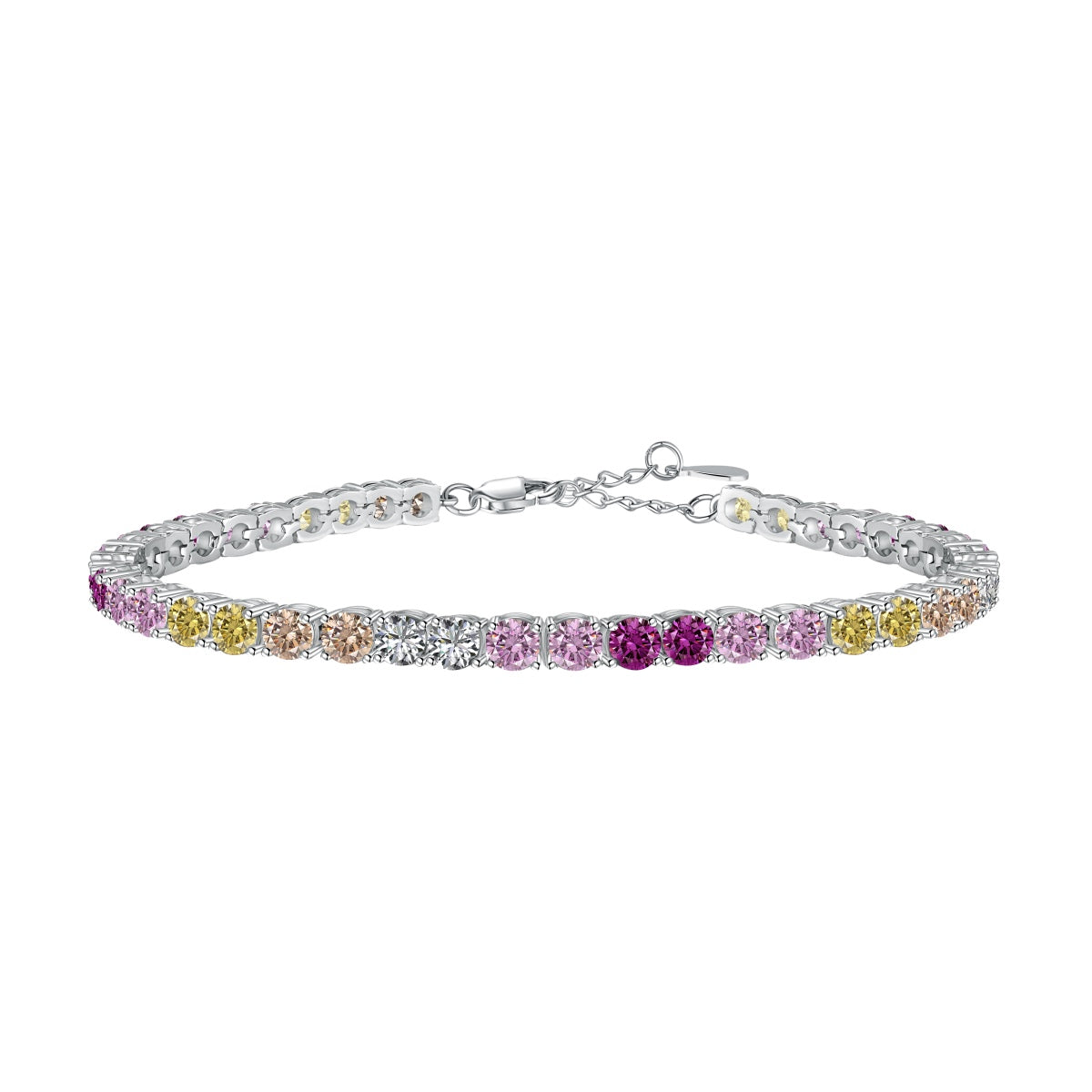 [Hevara Jewelry]Radiant Colorful Round Cut Tennis Bracelet