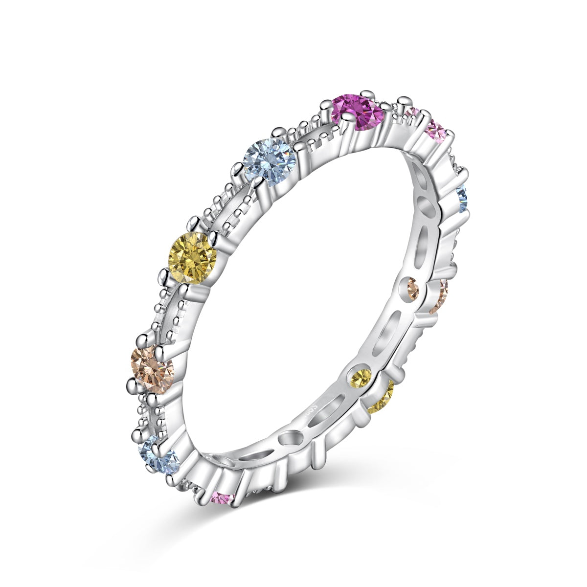 [Hevara Jewelry]Sparkling Colorful Round Cut Tennis Ring