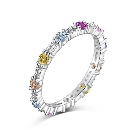 [Hevara Jewelry]Sparkling Colorful Round Cut Tennis Ring