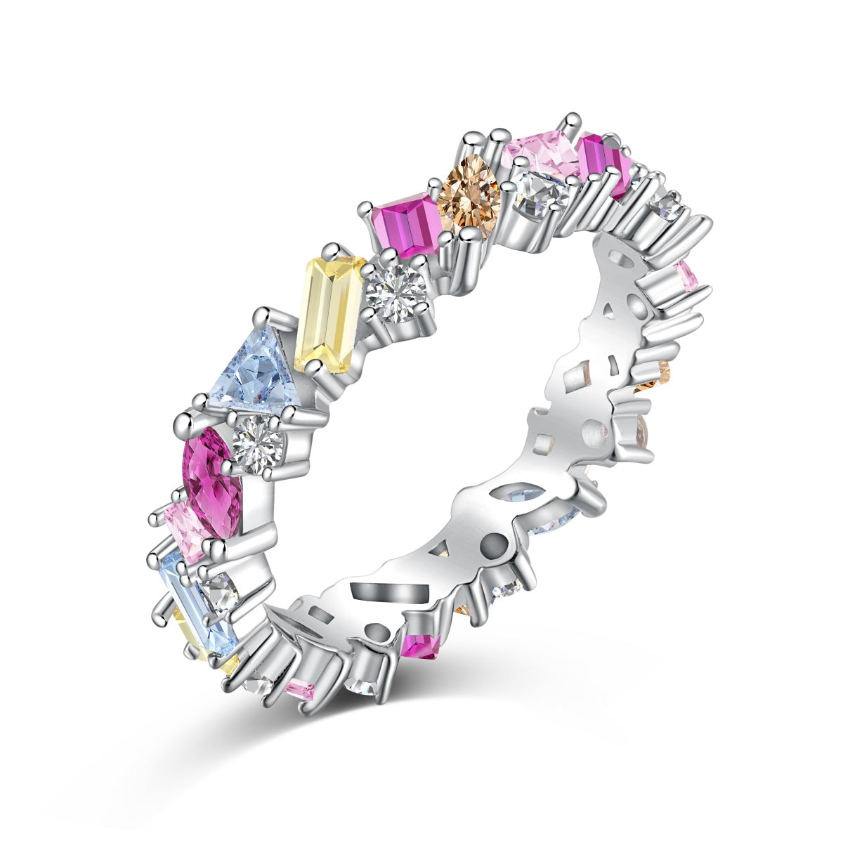 [Hevara Jewelry]Dazzling Polychromatic Multi cut Daily Ring