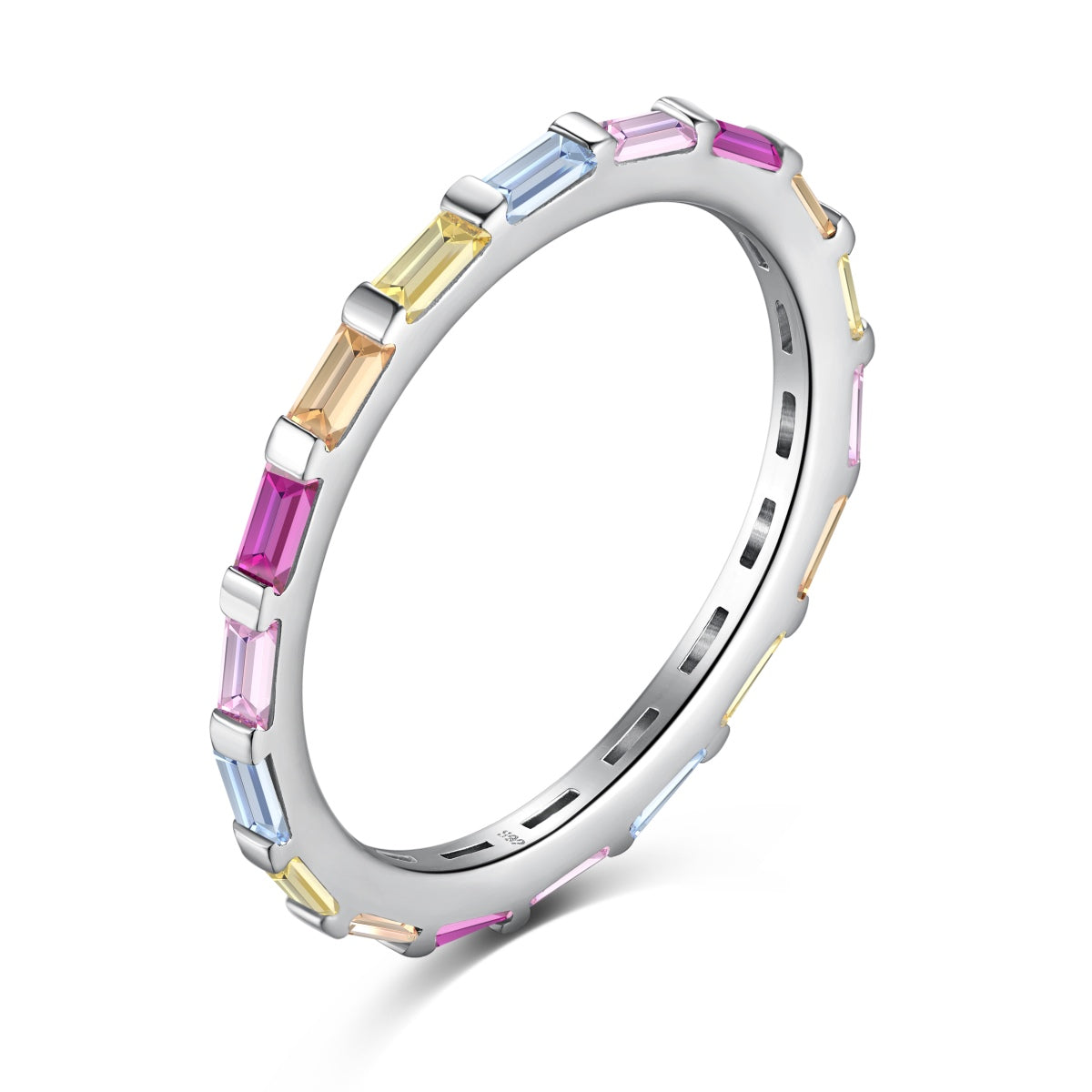 [Hevara Jewelry]Exquisite Multicolored Emerald Cut Daily Ring