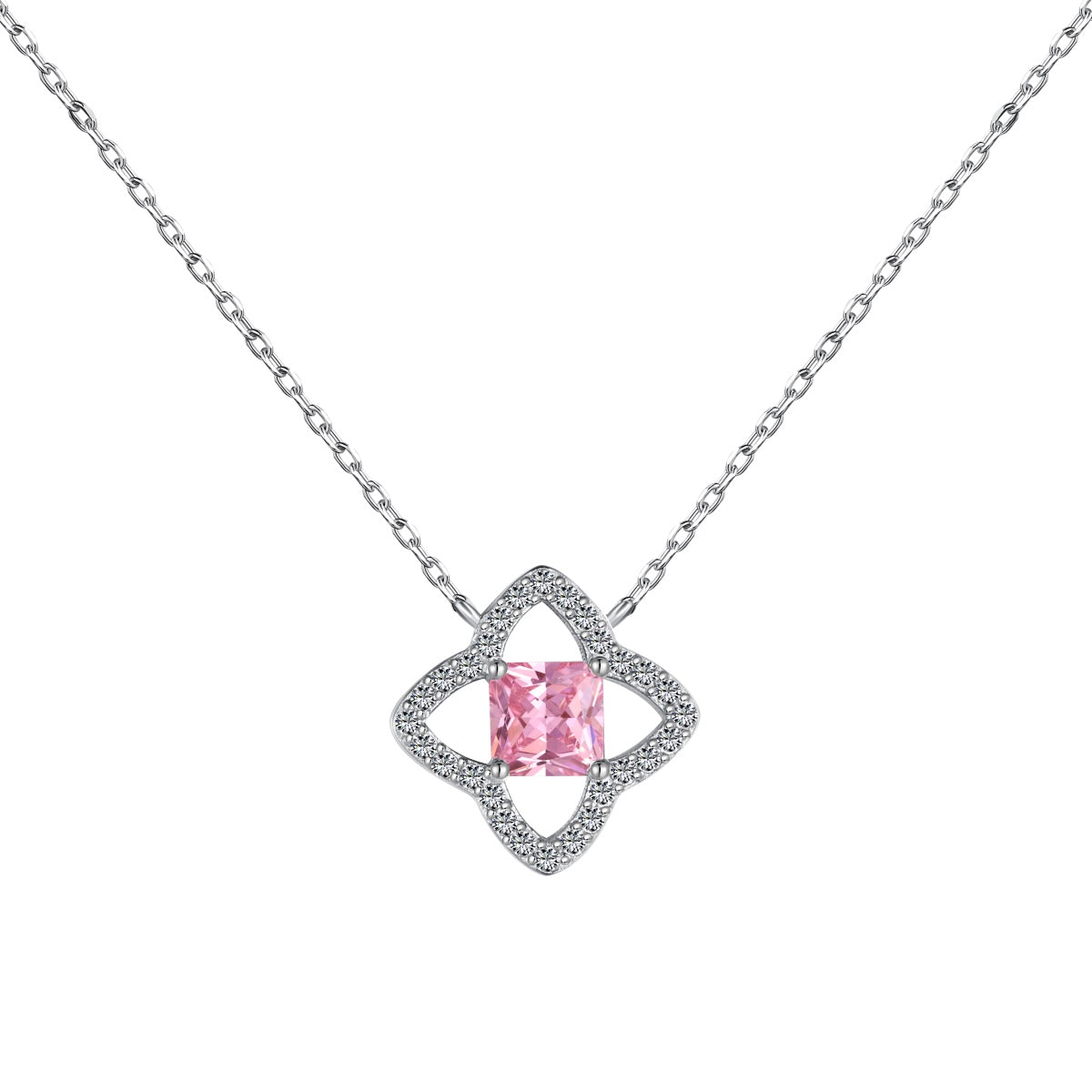 [Hevara Jewelry]Exquisite Flower Shape Princess Cut Necklace