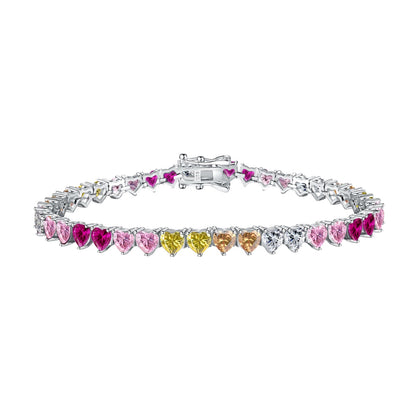 [Hevara Jewelry]Luxurious Colorful Romantic Heart Shape Lover Bracelet