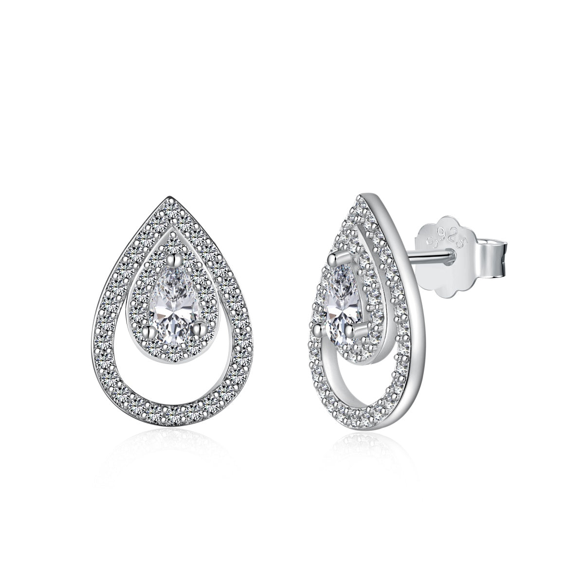 [Hevara Jewelry]Sparkling Delicate Water Drop Shape Daily Earrings