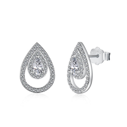[Hevara Jewelry]Sparkling Delicate Water Drop Shape Daily Earrings