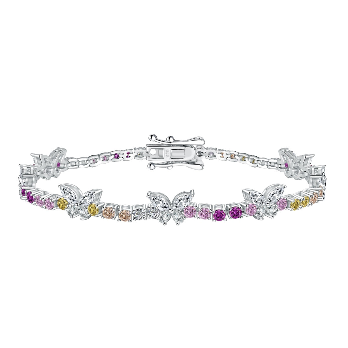[Hevara Jewelry]Ornate Colorful Butterfly Shape Round Cut Daily Bracelet
