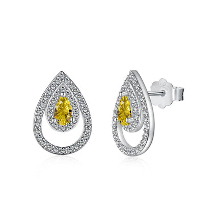 [Hevara Jewelry]Sparkling Delicate Water Drop Shape Daily Earrings