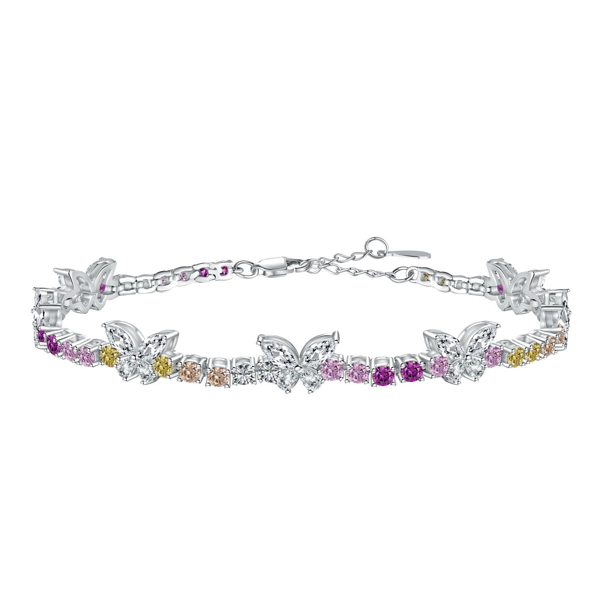 [Hevara Jewelry]Ornate Colorful Butterfly Shape Round Cut Daily Bracelet