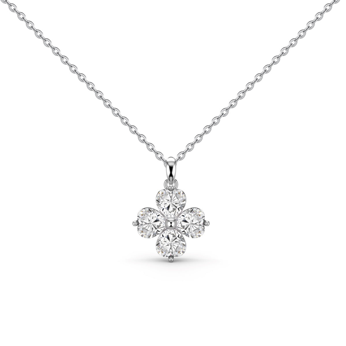 [Hevara Jewelry]Heart-Shaped Four-Leaf Clover Bead Necklace