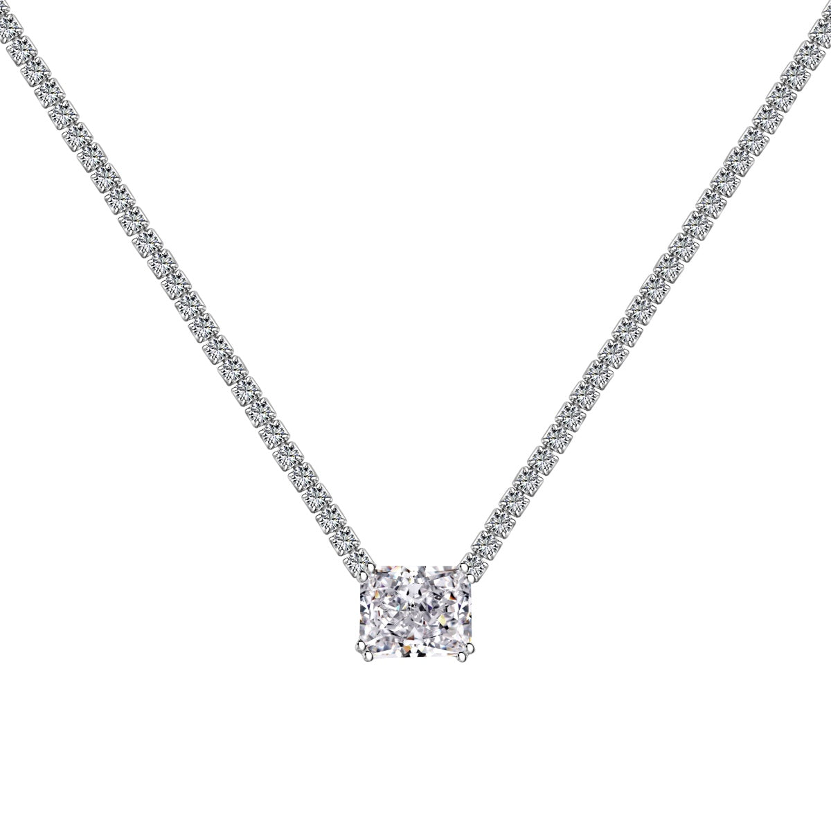 [Hevara Jewelry]4.0 Carat Elegant Radiant Cut Necklace