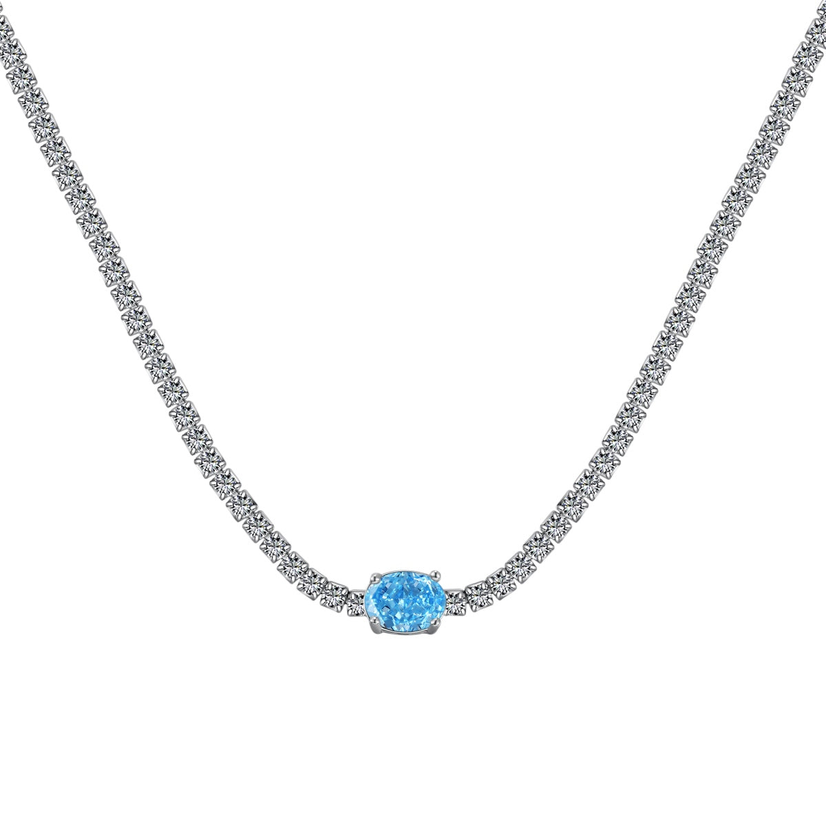 [Hevara Jewelry]1.0 Carat Shining Oval Cut Necklace
