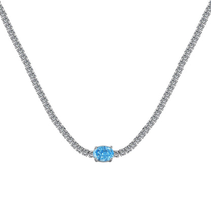 [Hevara Jewelry]1.0 Carat Shining Oval Cut Necklace