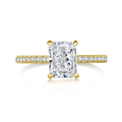 [Hevara Jewelry]2.0 Carat Dazzling Sparkling Radiant Cut Party Ring