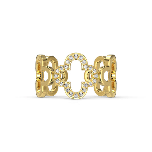 [Hevara Jewelry]Hollow Design Four-Leaf Clover Flower Shape Ring