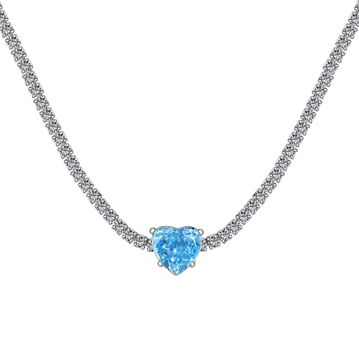[Hevara Jewelry]2.0 Carat Sparkling Tennis Heart Cut Necklace