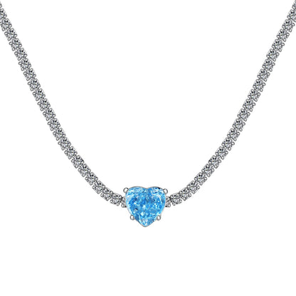 [Hevara Jewelry]2.0 Carat Sparkling Tennis Heart Cut Necklace