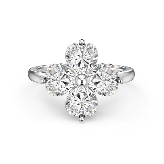 [Hevara Jewelry]Heart-shaped Four-Leaf Clover Ball Ring