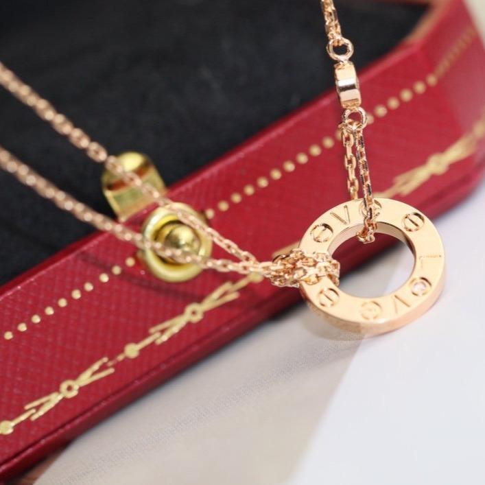 [⭐Hevara Jewelry]LOVE NECKLACE ADJUSTABLE ROSE GOLD 2 DIAMOND