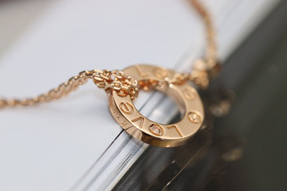 [⭐Hevara Jewelry]LOVE NECKLACE ADJUSTABLE ROSE GOLD 2 DIAMOND