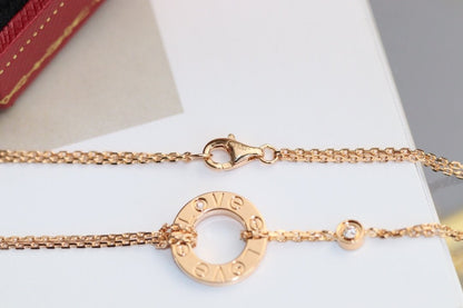 [⭐Hevara Jewelry]LOVE NECKLACE ADJUSTABLE ROSE GOLD 2 DIAMOND
