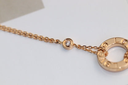 [⭐Hevara Jewelry]LOVE NECKLACE ADJUSTABLE ROSE GOLD 2 DIAMOND