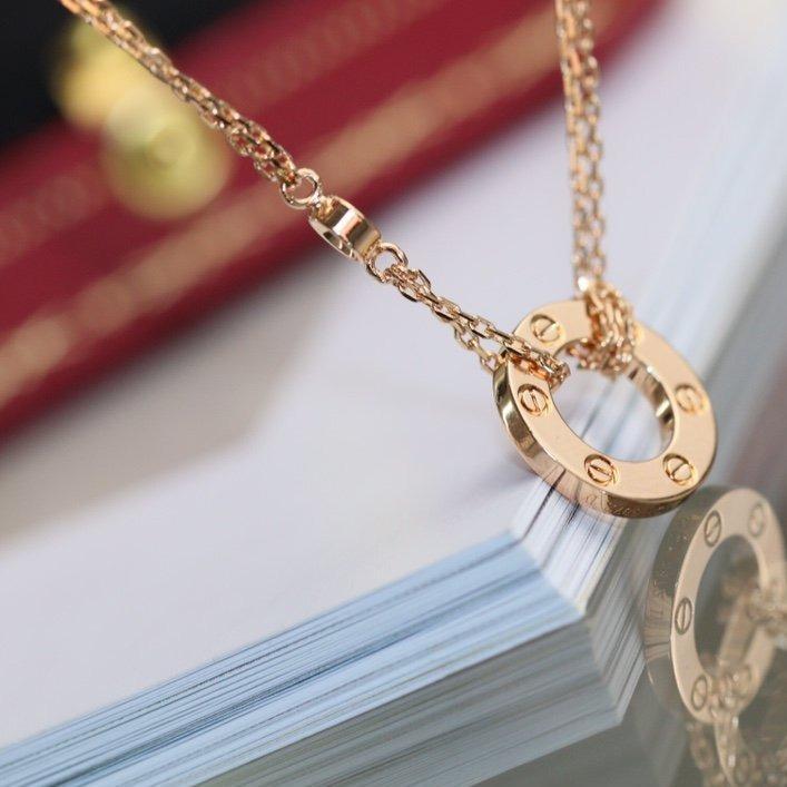[⭐Hevara Jewelry]LOVE NECKLACE ADJUSTABLE ROSE GOLD 2 DIAMOND