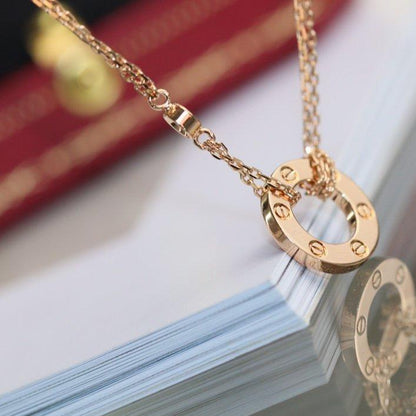 [⭐Hevara Jewelry]LOVE NECKLACE ADJUSTABLE ROSE GOLD 2 DIAMOND