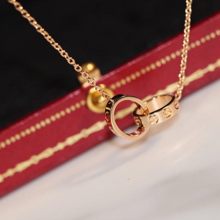 [⭐Hevara Jewelry]LOVE NECKLACE PINK GOLD AND SILVER