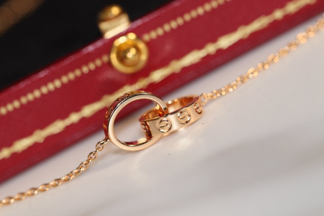 [⭐Hevara Jewelry]LOVE NECKLACE PINK GOLD AND SILVER