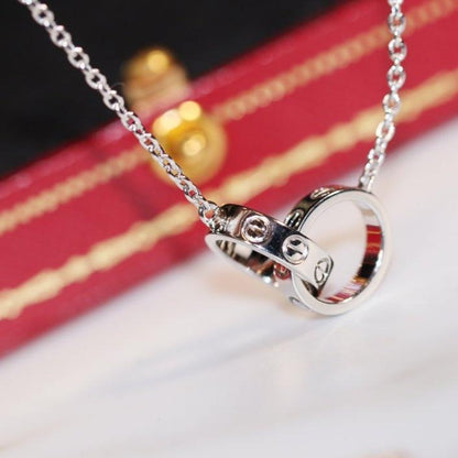 [⭐Hevara Jewelry]LOVE NECKLACE PINK GOLD AND SILVER