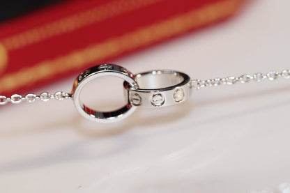 [⭐Hevara Jewelry]LOVE NECKLACE PINK GOLD AND SILVER