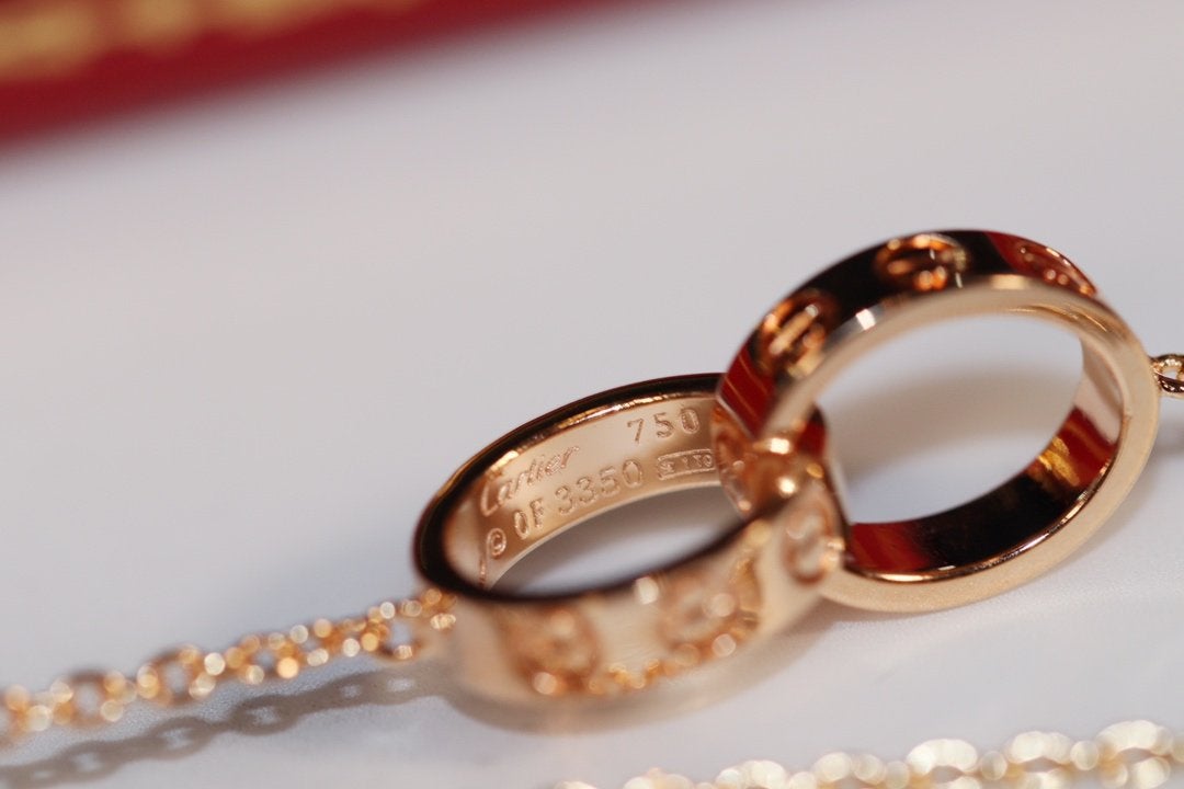 [⭐Hevara Jewelry]LOVE NECKLACE PINK GOLD AND SILVER