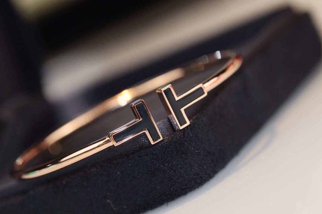 [Hevara Jewelry]T BRACELET 1.8MM ONYX PINK GOLD