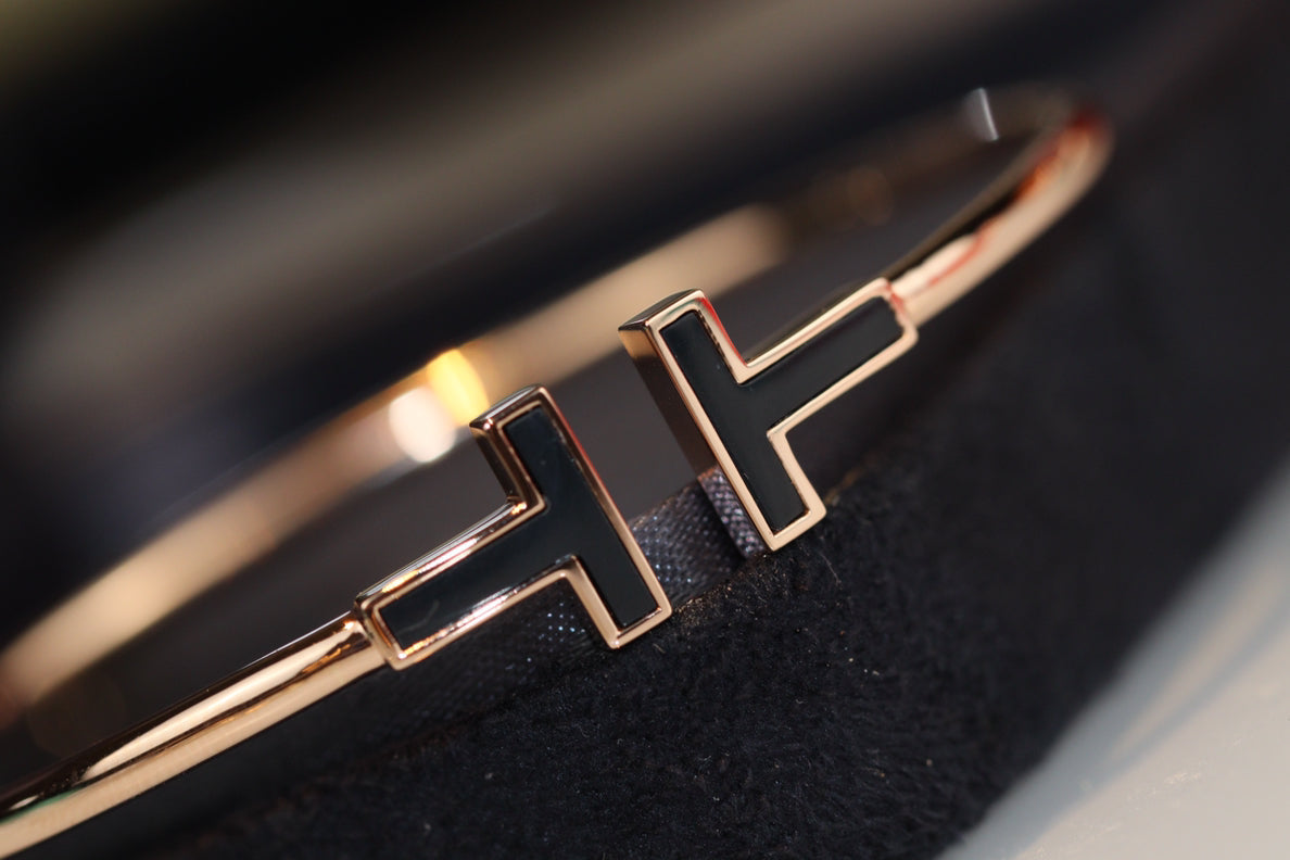 [Hevara Jewelry]T BRACELET 1.8MM ONYX PINK GOLD
