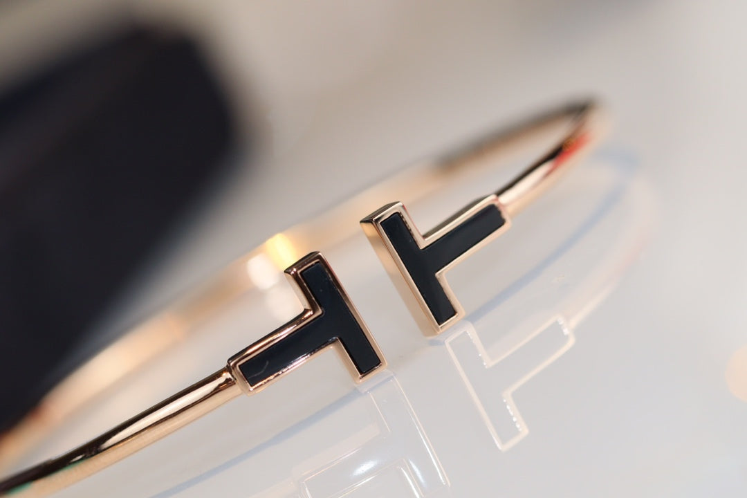 [Hevara Jewelry]T BRACELET 1.8MM ONYX PINK GOLD