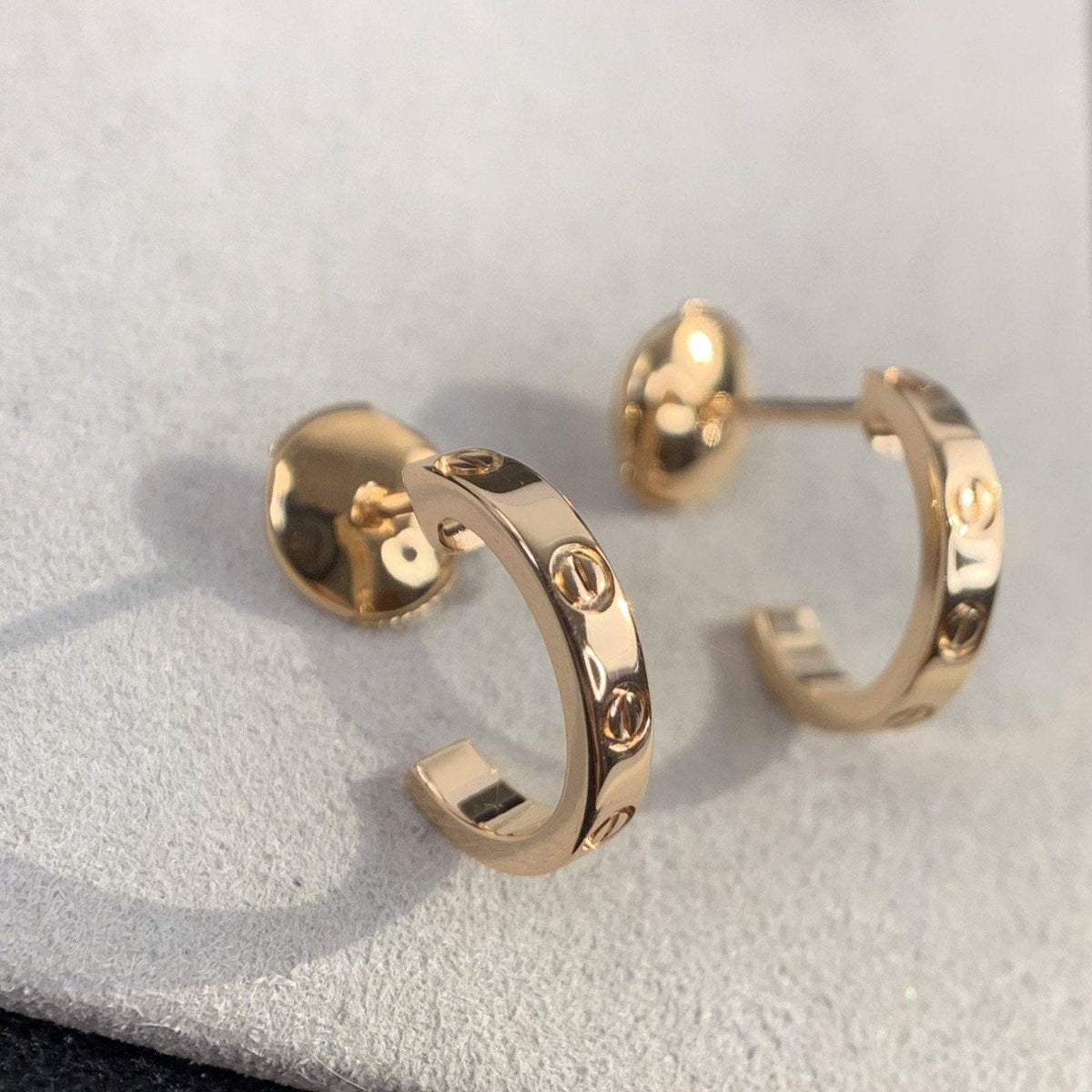 [⭐Hevara Jewelry]LOVE EARRINGS 2.65MM PINK GOLD