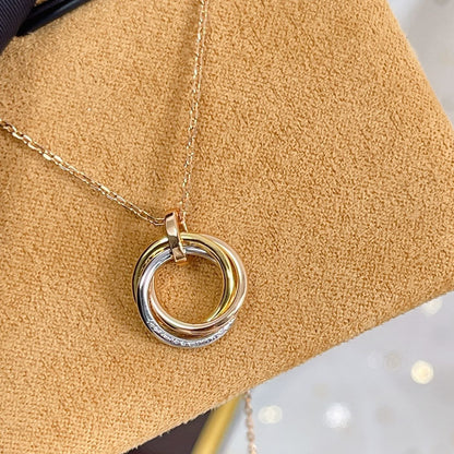 [⭐Hevara Jewelry]TRINITY NECKLACE SILVER GOLD PINK GOLD DIAMONDS