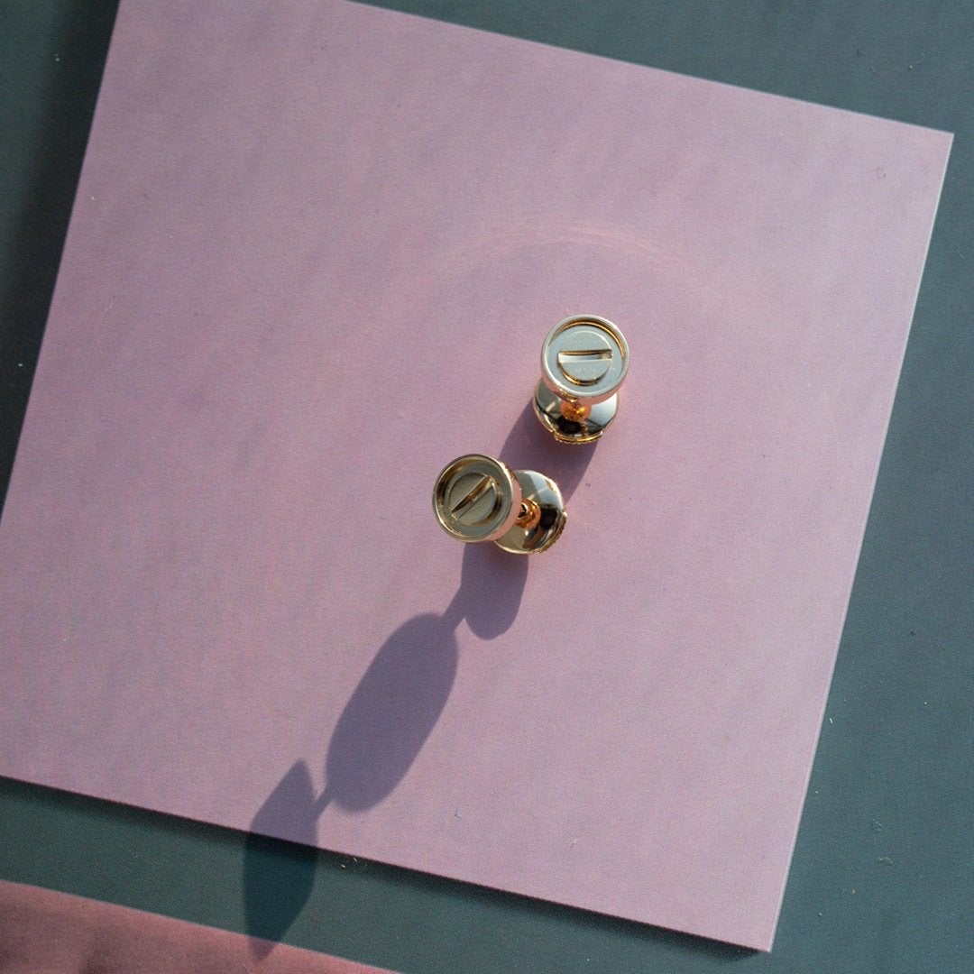[⭐Hevara Jewelry]LOVE EARRINGS PINK GOLD 10MM