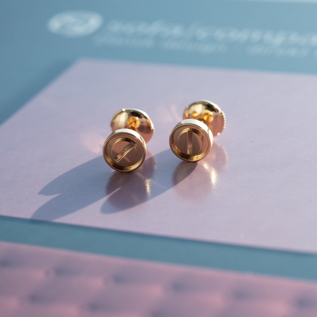 [⭐Hevara Jewelry]LOVE EARRINGS PINK GOLD 10MM