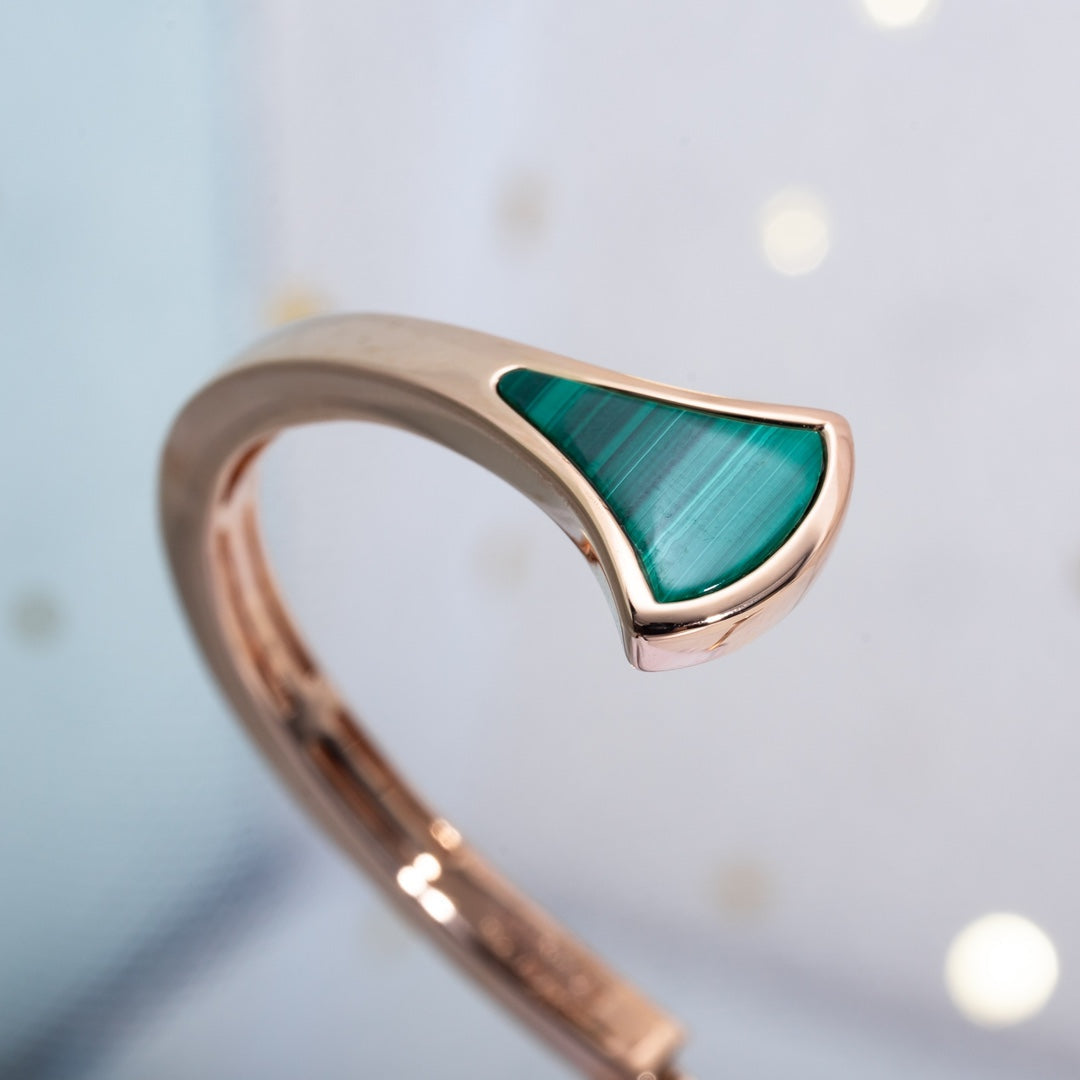 [⭐Hevara Jewelry]DREAM BRACELET OPEN MALACHITE PINK GOLD
