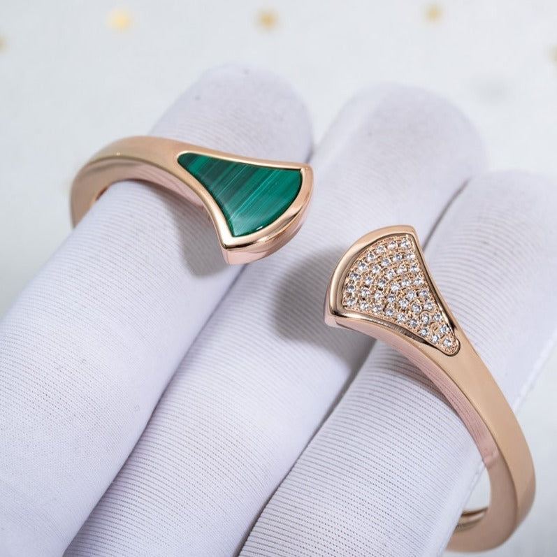 [⭐Hevara Jewelry]DREAM BRACELET OPEN MALACHITE PINK GOLD