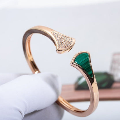 [⭐Hevara Jewelry]DREAM BRACELET OPEN MALACHITE PINK GOLD
